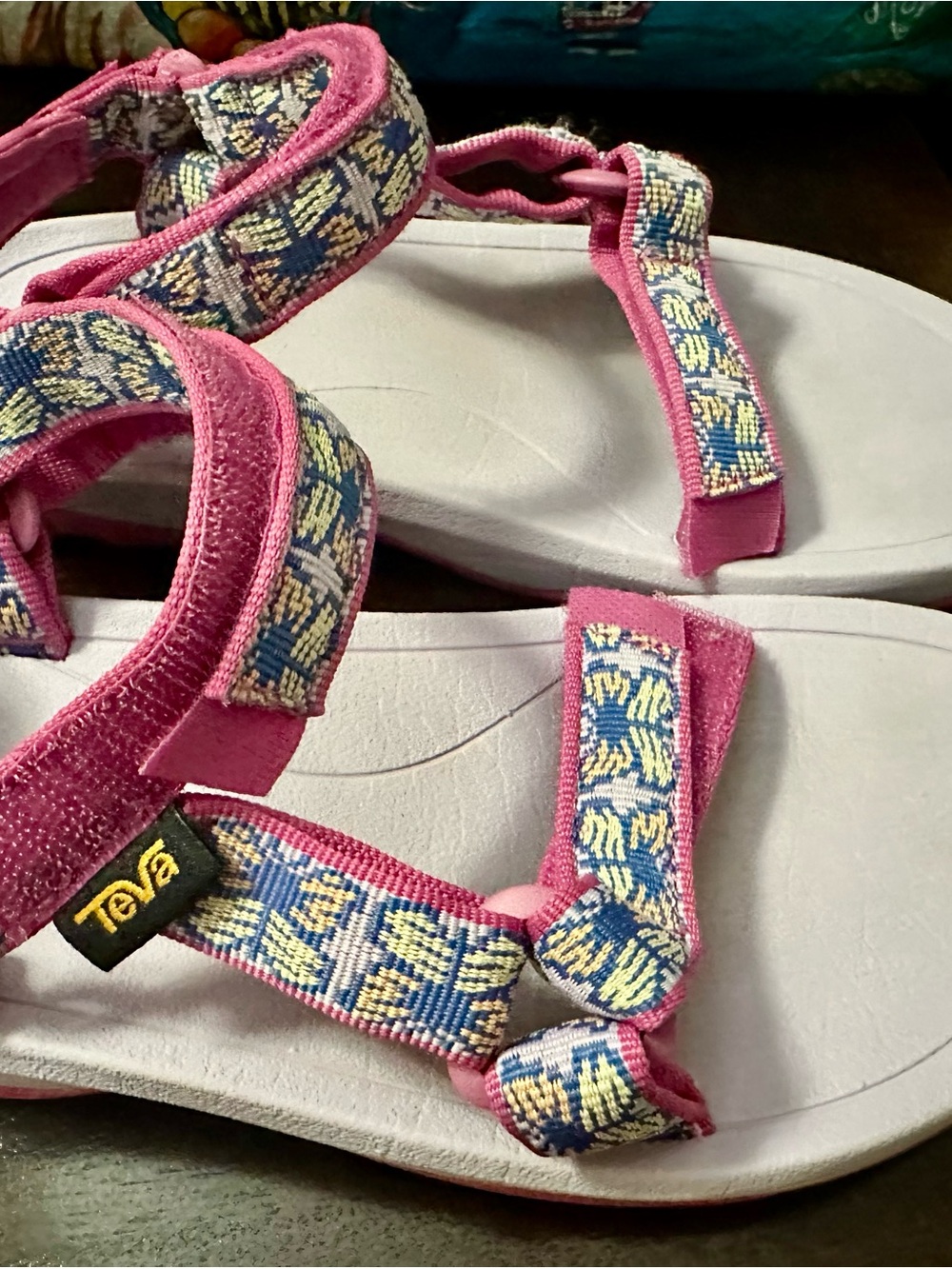 Teva Hurricane Pink and Blue Patterned Strap Sandals